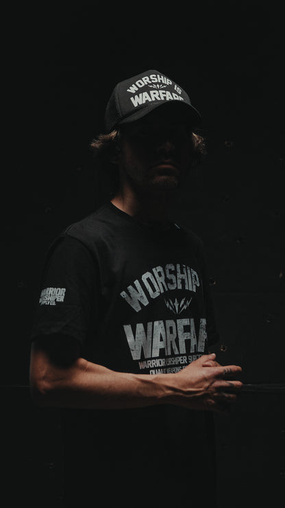 WORSHIP IS WARFARE "FRONT EDITION" PREMIUM TEE IN BLACK