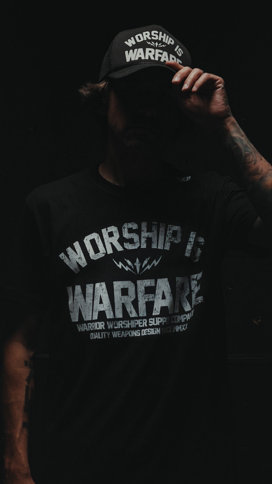 WORSHIP IS WARFARE "FRONT EDITION" PREMIUM TEE IN BLACK