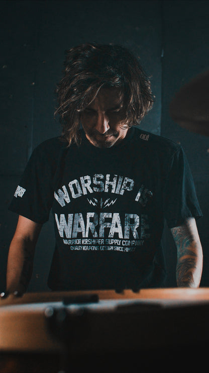 WORSHIP IS WARFARE "FRONT EDITION" PREMIUM TEE IN BLACK