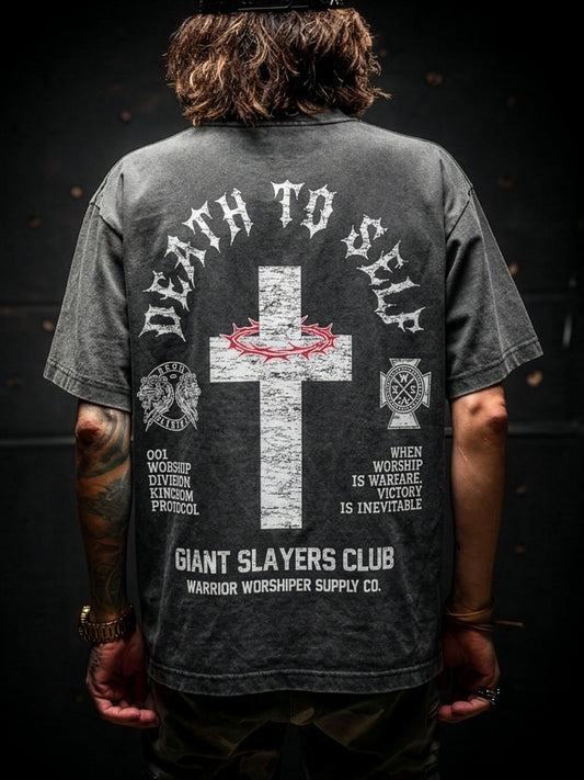 DEATH TO SELF "PREMIUM" OVERSIZED CROP TEE IN VINTAGE BLACK 7.5 oz