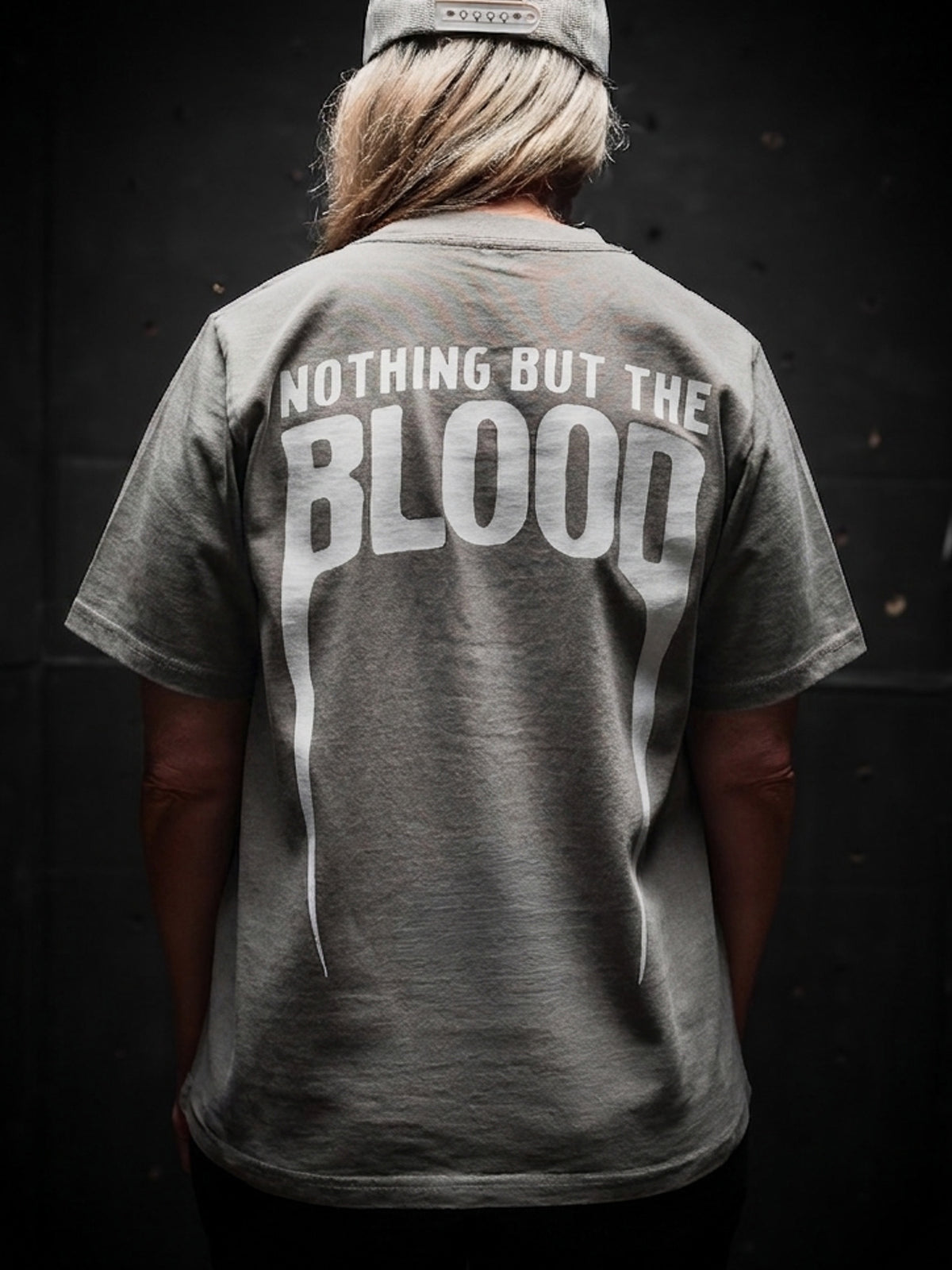 WOMEN - NOTHING BUT THE BLOOD HEAVY  7.1 oz TEE IN FADED GREY