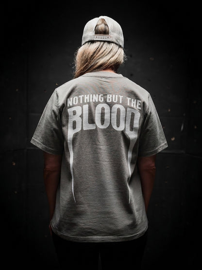 WOMEN - NOTHING BUT THE BLOOD HEAVY  7.1 oz TEE IN FADED GREY