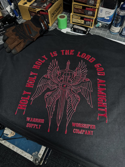 HOLY HOLY HOLY SERAPHIM  PREMIUM OVERSIZED TEE IN VINTAGE BLACK 7.5 oz