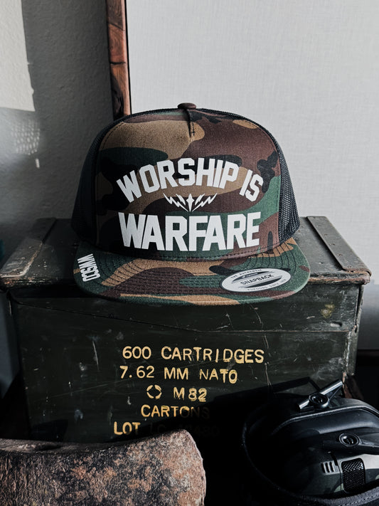 WORSHIP IS WARFARE CAMO V2 SNAPBACK HAT