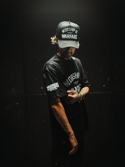 WORSHIP IS WARFARE V2 "PREMIUM" HEAVY KNIT TEE IN BLACK