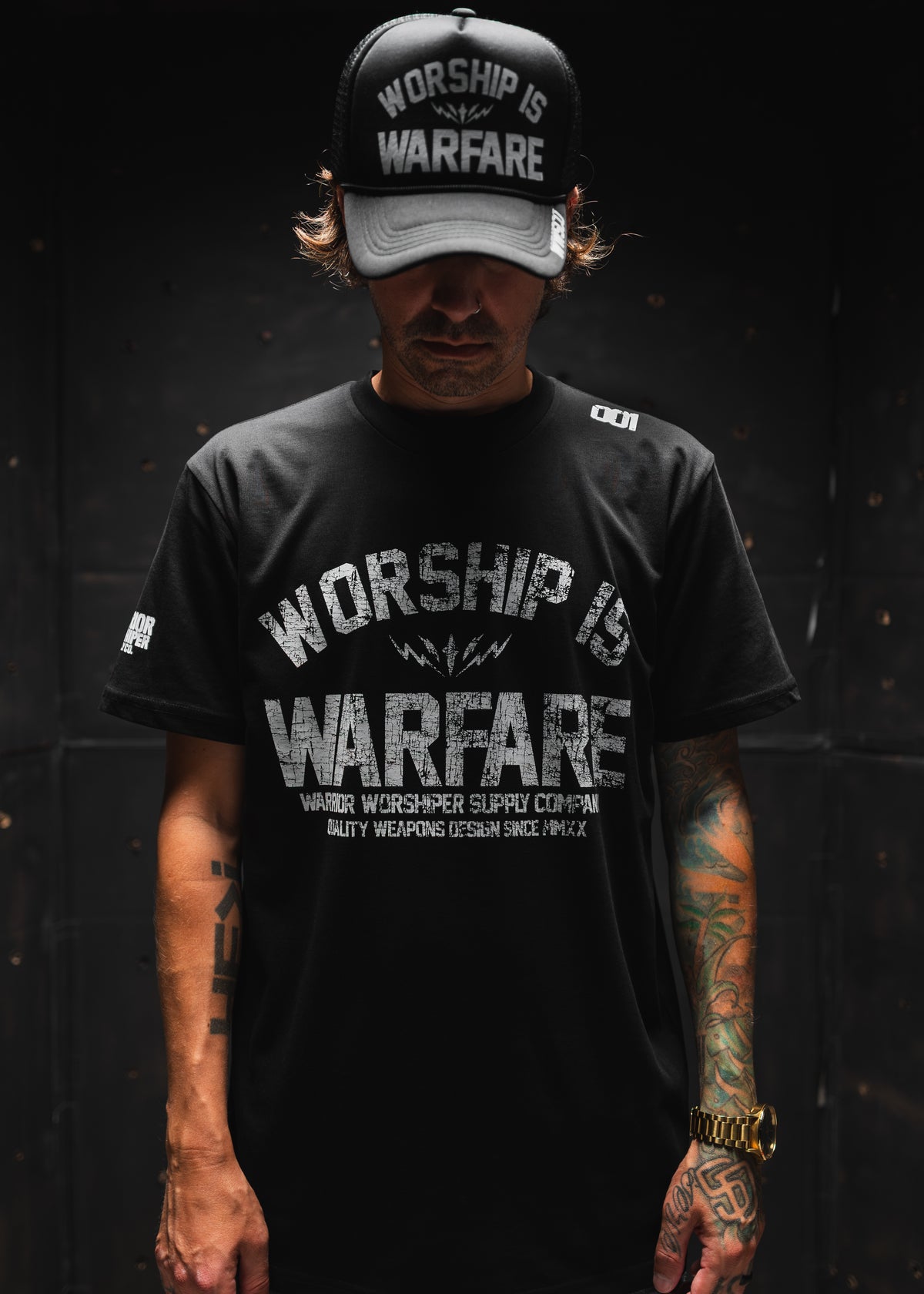 WORSHIP IS WARFARE "FRONT EDITION" PREMIUM TEE IN BLACK