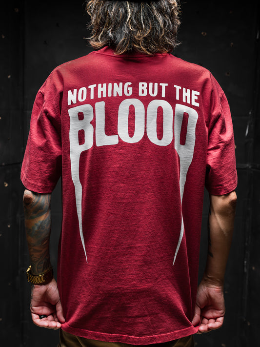 NOTHING BUT THE BLOOD PREMIUM OVERSIZED TEE IN FADED RED 7.1 oz [LAST BATCH]