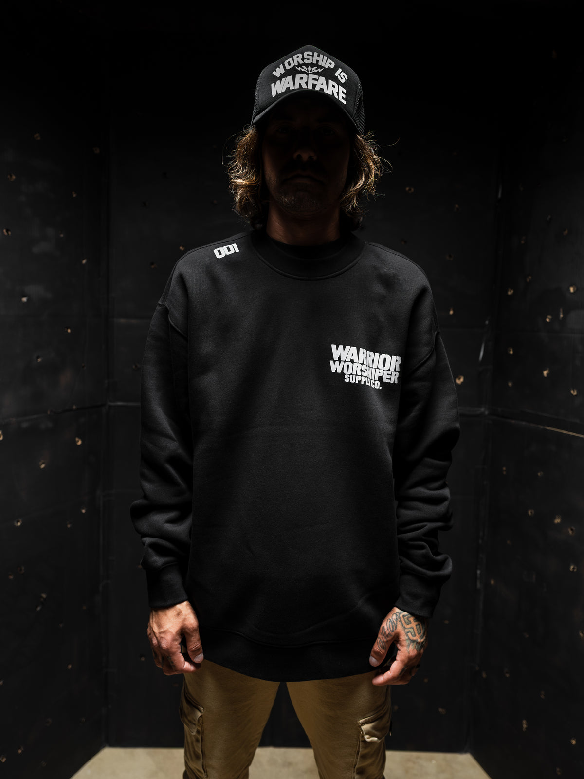 WORSHIP IS WARFARE V2 BACK EDITION "PREMIUM" RELAX FIT SWEATSHIRT IN BLACK