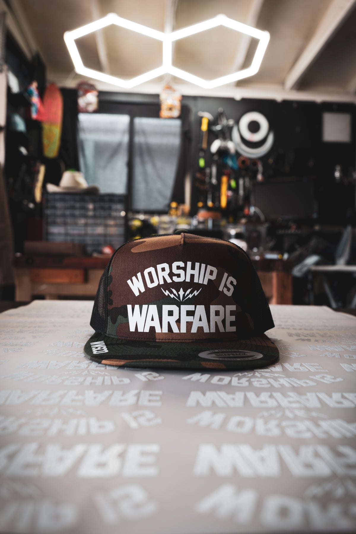 WORSHIP IS WARFARE CAMO V2 SNAPBACK HAT