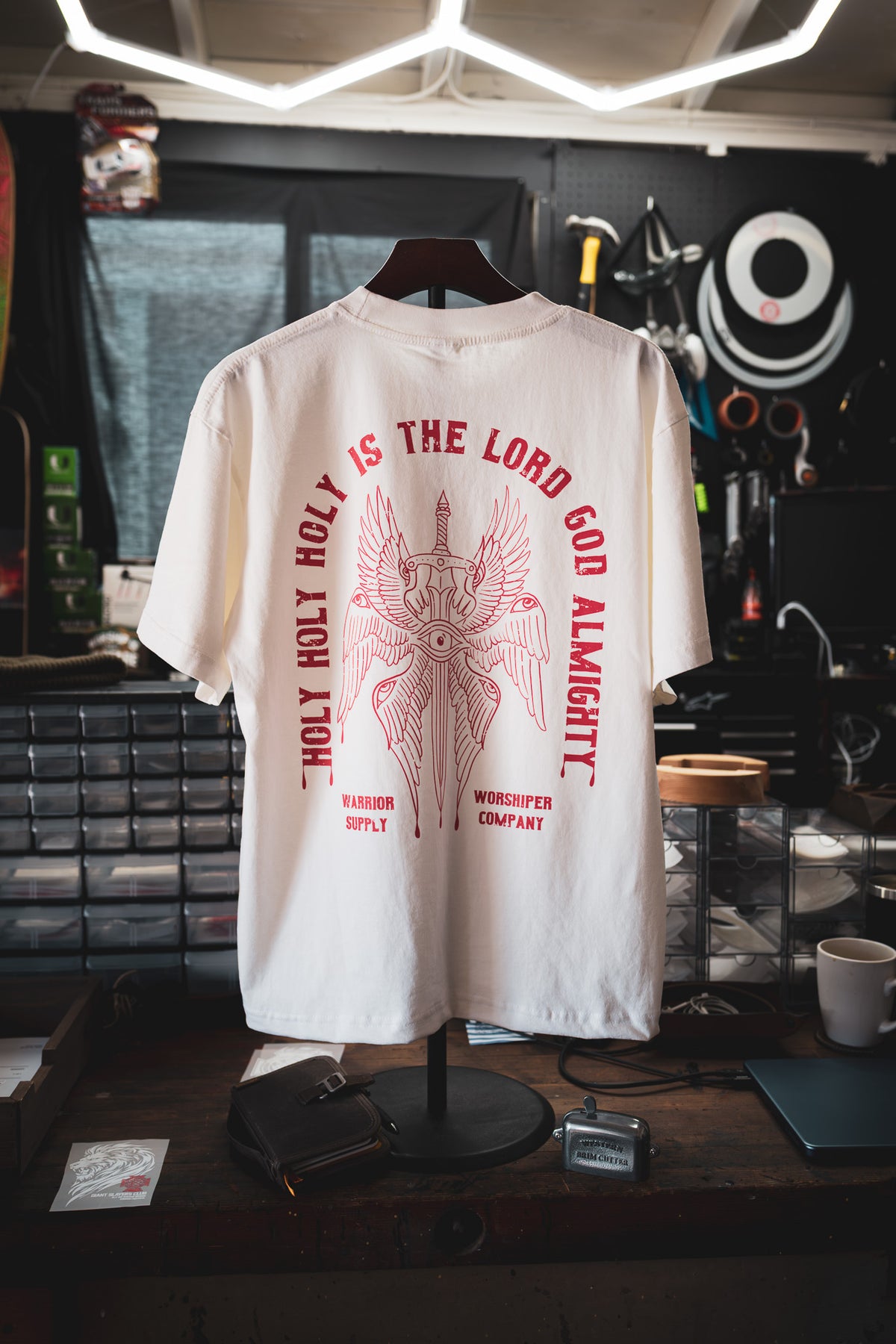 HOLY HOLY HOLY SERAPHIM OVERSIZED "PREMIUM" CROP TEE 7.5 oz IN BLANC WHITE