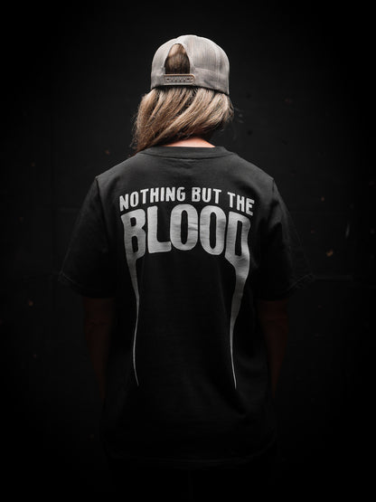 WOMEN - NOTHING BUT THE BLOOD HEAVY 7.1 oz TEE IN FADED BLACK