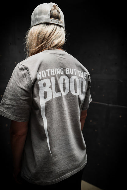 WOMEN - NOTHING BUT THE BLOOD HEAVY  7.1 oz TEE IN FADED GREY
