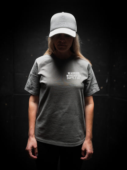 WOMEN - NOTHING BUT THE BLOOD HEAVY  7.1 oz TEE IN FADED GREY