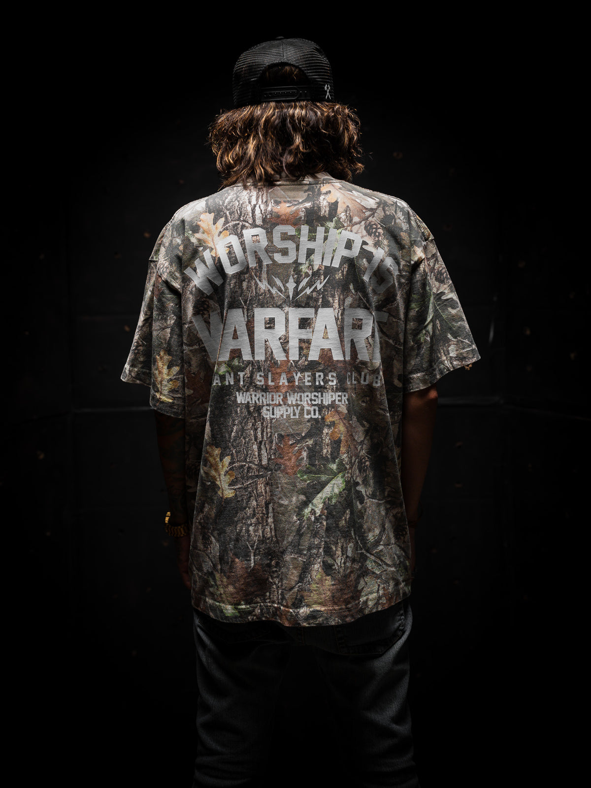 WORSHIP IS WARFARE OVERSIZED BOX TEE 7.5 oz IN REAL TREE CAMO [RESTOCKED]