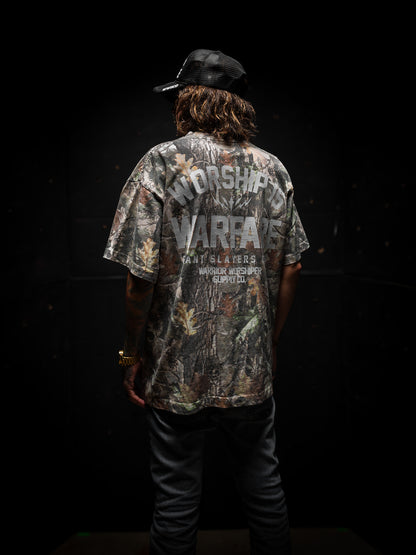 WORSHIP IS WARFARE OVERSIZED BOX TEE 7.5 oz IN REAL TREE CAMO [RESTOCKED]