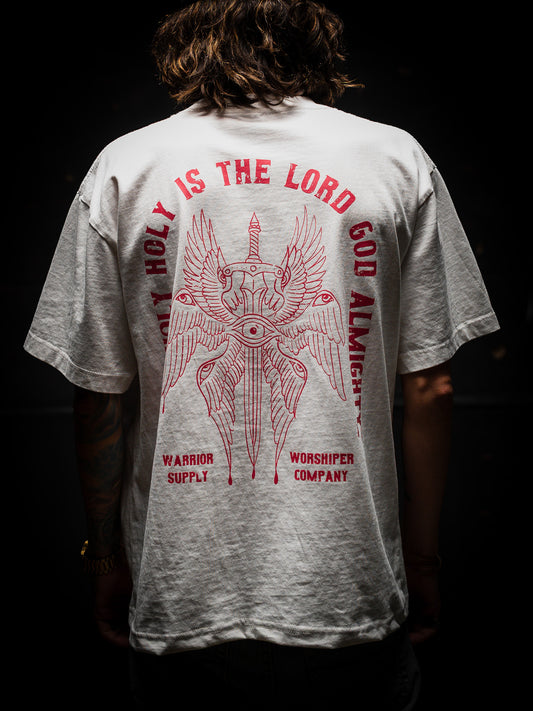 HOLY HOLY HOLY SERAPHIM OVERSIZED "PREMIUM" CROP TEE 7.5 oz IN BLANC WHITE