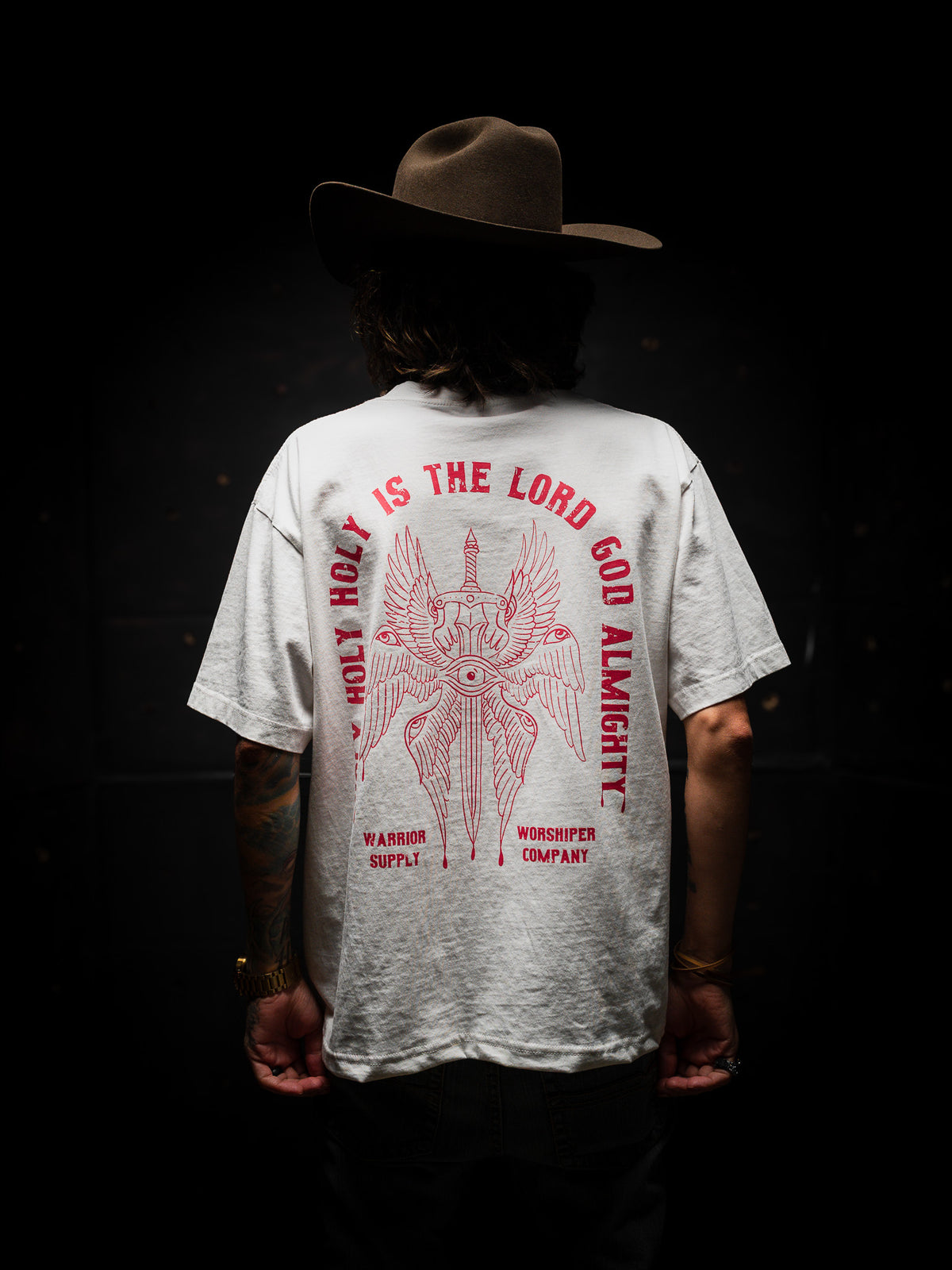 HOLY HOLY HOLY SERAPHIM OVERSIZED "PREMIUM" CROP TEE 7.5 oz IN BLANC WHITE