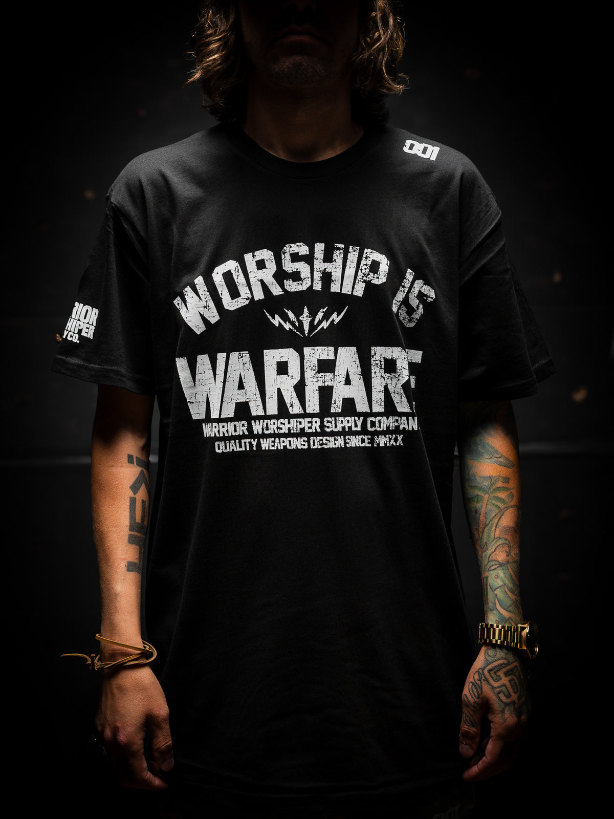 WORSHIP IS WARFARE "FRONT EDITION" PREMIUM TEE IN BLACK