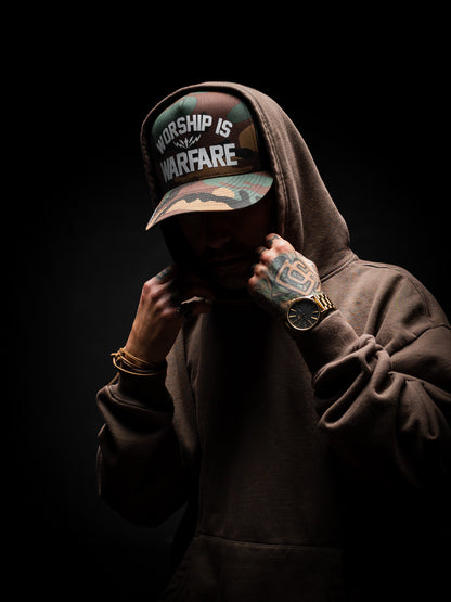 WORSHIP IS WARFARE CAMO V2 SNAPBACK HAT