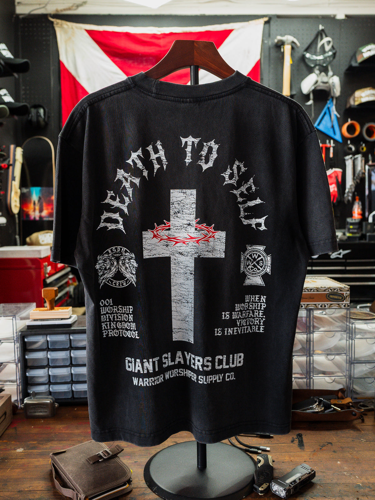 DEATH TO SELF "PREMIUM" OVERSIZED CROP TEE IN VINTAGE BLACK 7.5 oz