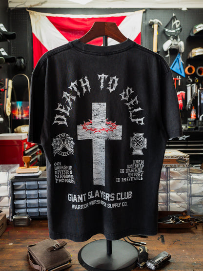 DEATH TO SELF "PREMIUM" OVERSIZED CROP TEE IN VINTAGE BLACK 7.5 oz
