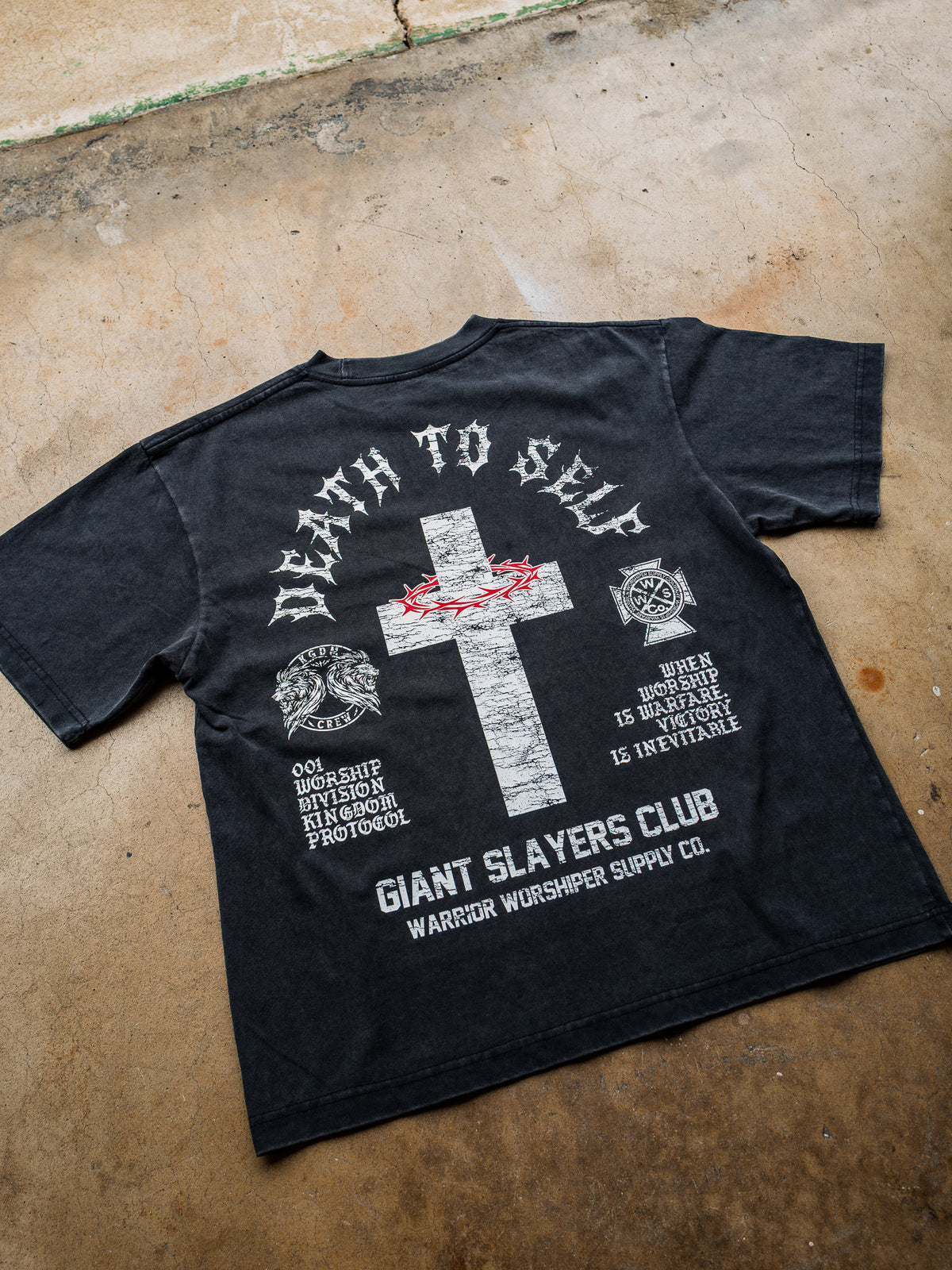 DEATH TO SELF "PREMIUM" OVERSIZED CROP TEE IN VINTAGE BLACK 7.5 oz