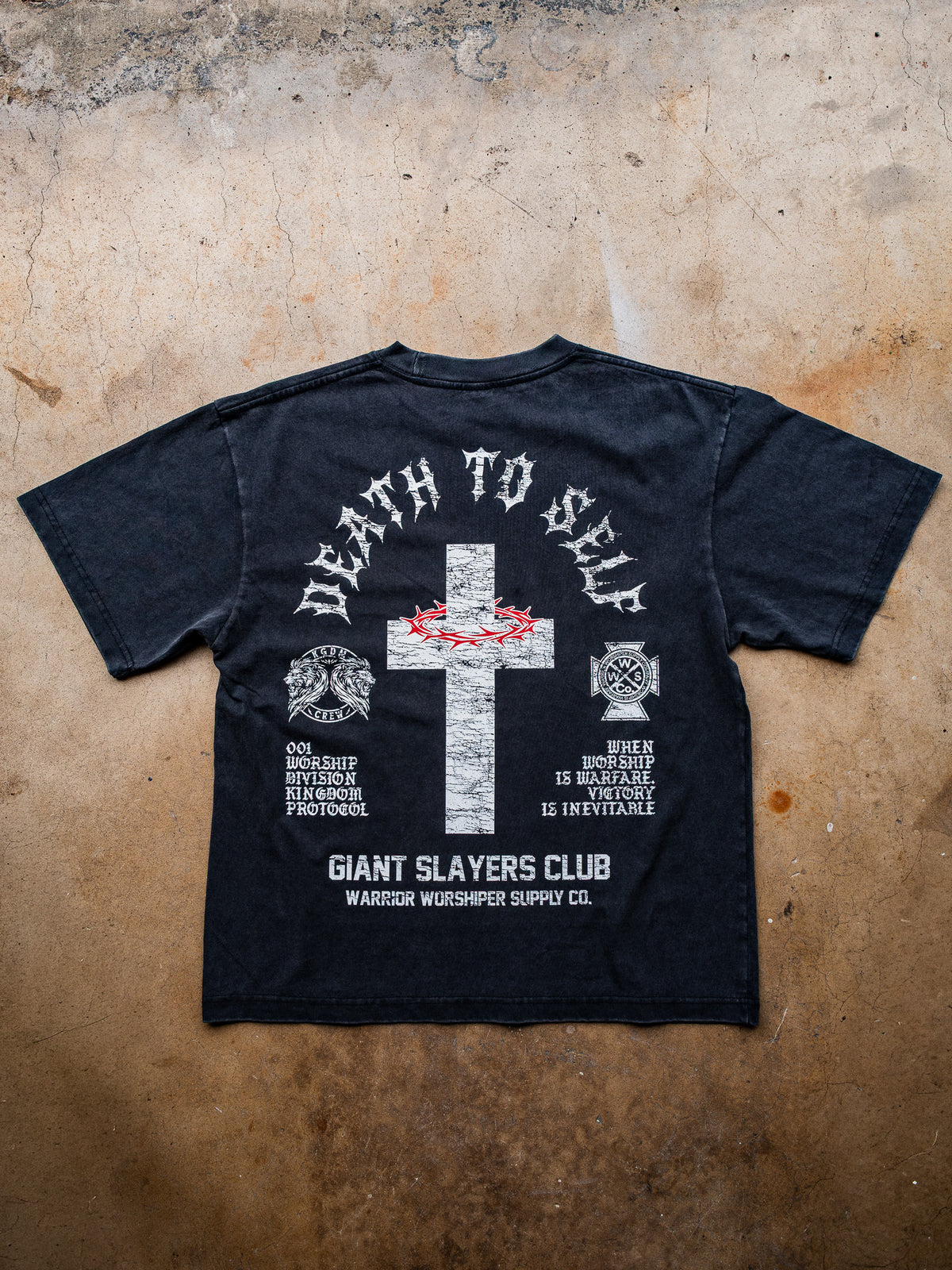 DEATH TO SELF "PREMIUM" OVERSIZED CROP TEE IN VINTAGE BLACK 7.5 oz