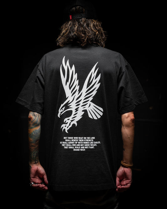 [NEW] ISAIAH 40:31 EAGLE PREMIUM OVERSIZED BOX TEE IN RUSTIC BLACK 7.5 oz