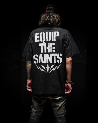 [NEW] EQUIP THE SAINTS PREMIUM OVERSIZED TEE IN RUSTIC BLACK 7.5 oz