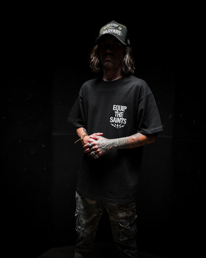[NEW] EQUIP THE SAINTS PREMIUM OVERSIZED TEE IN RUSTIC BLACK 7.5 oz