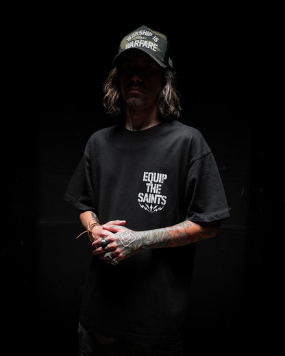 [NEW] EQUIP THE SAINTS PREMIUM OVERSIZED TEE IN RUSTIC BLACK 7.5 oz