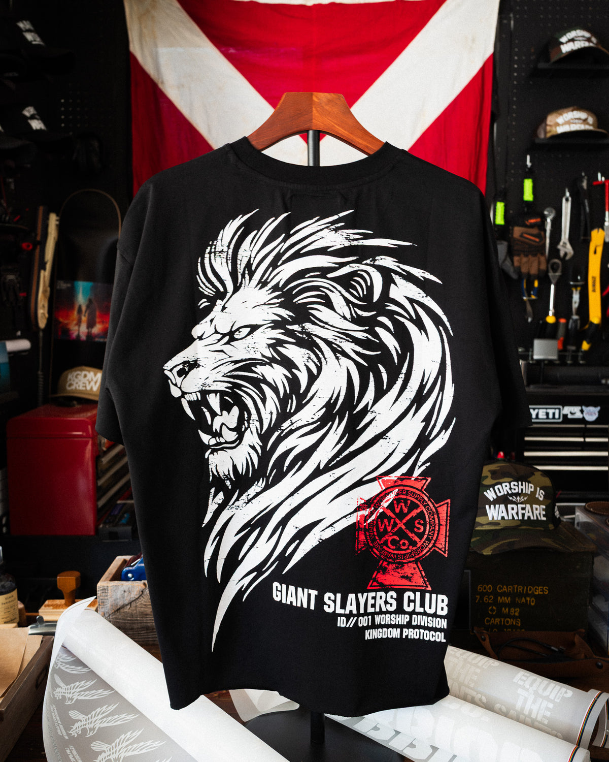 [NEW] LION CROSS  "PREMIUM" OVERSIZED "RAW EDGE" CROP HEAVY TEE IN BLACK [LIMITED]