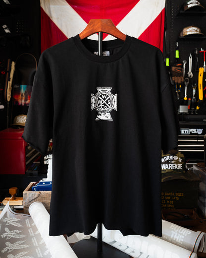 [NEW] LION CROSS  "PREMIUM" OVERSIZED "RAW EDGE" CROP HEAVY TEE IN BLACK [LIMITED]