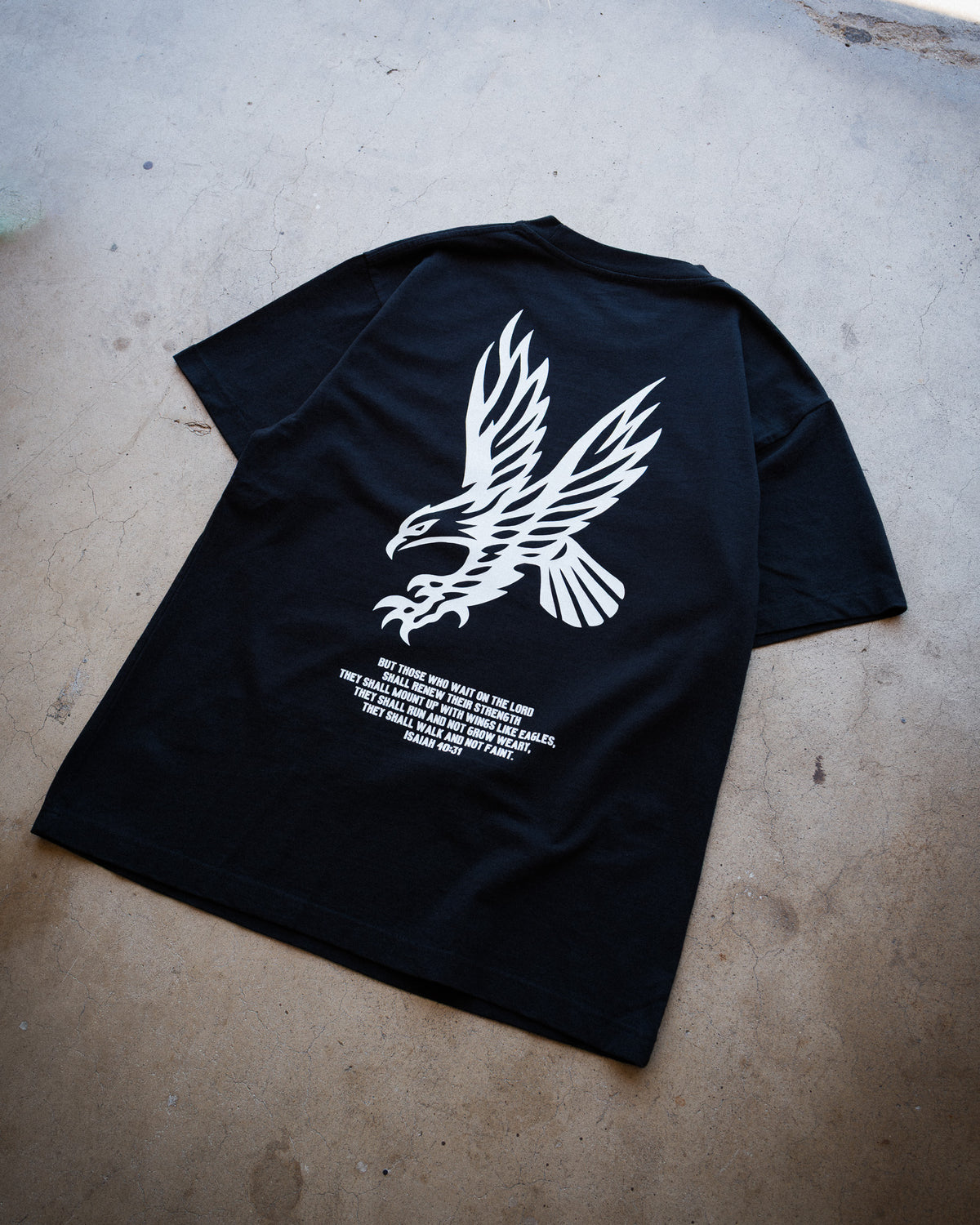 [NEW] ISAIAH 40:31 EAGLE PREMIUM OVERSIZED BOX TEE IN RUSTIC BLACK 7.5 oz
