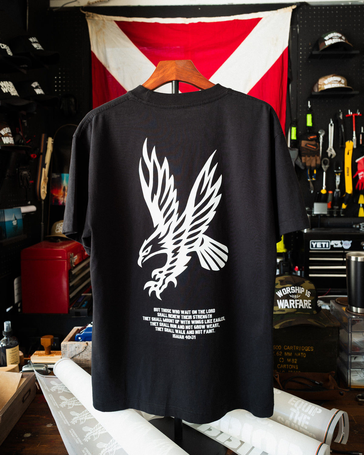 [NEW] ISAIAH 40:31 EAGLE PREMIUM OVERSIZED BOX TEE IN RUSTIC BLACK 7.5 oz