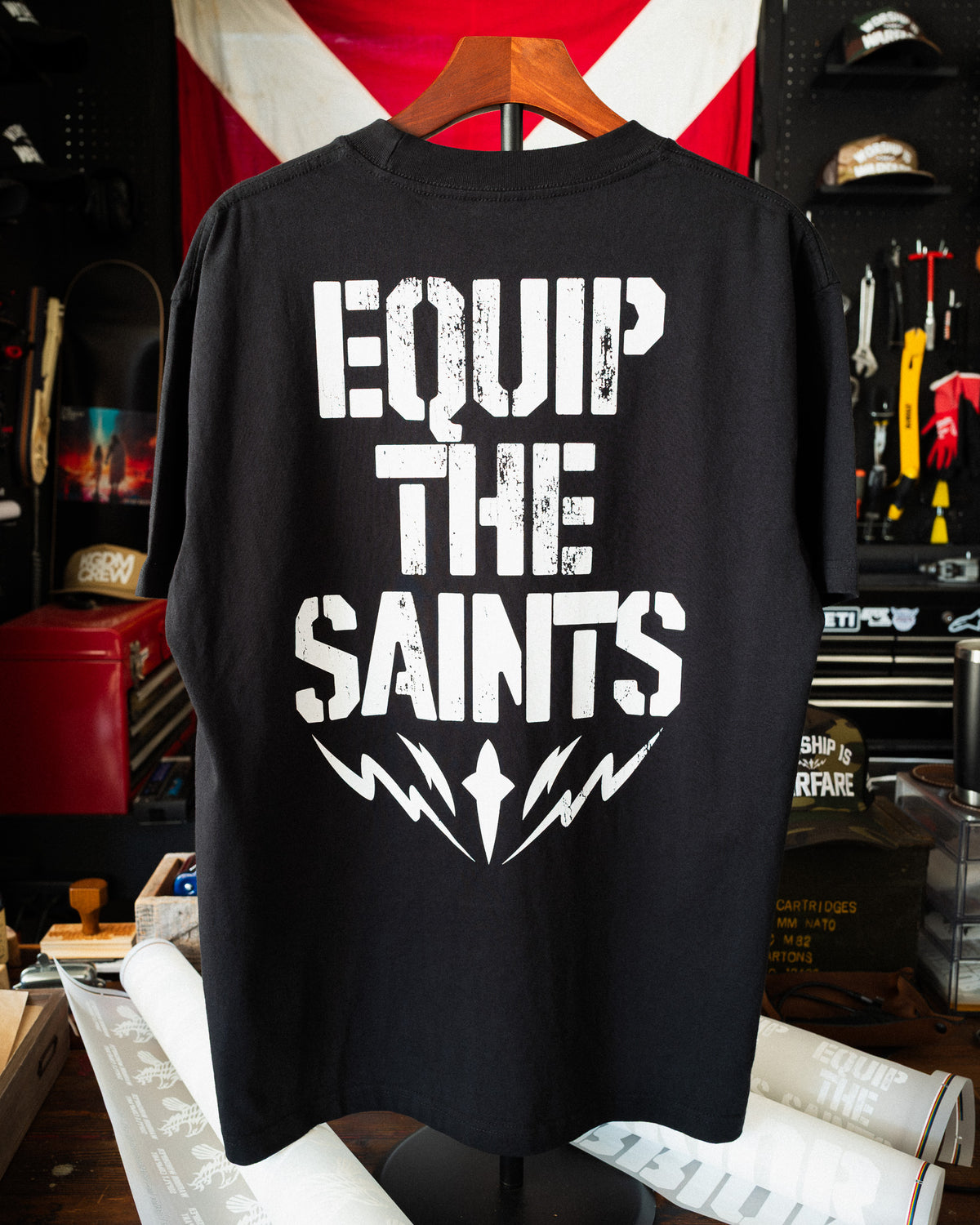 [NEW] EQUIP THE SAINTS PREMIUM OVERSIZED TEE IN RUSTIC BLACK 7.5 oz