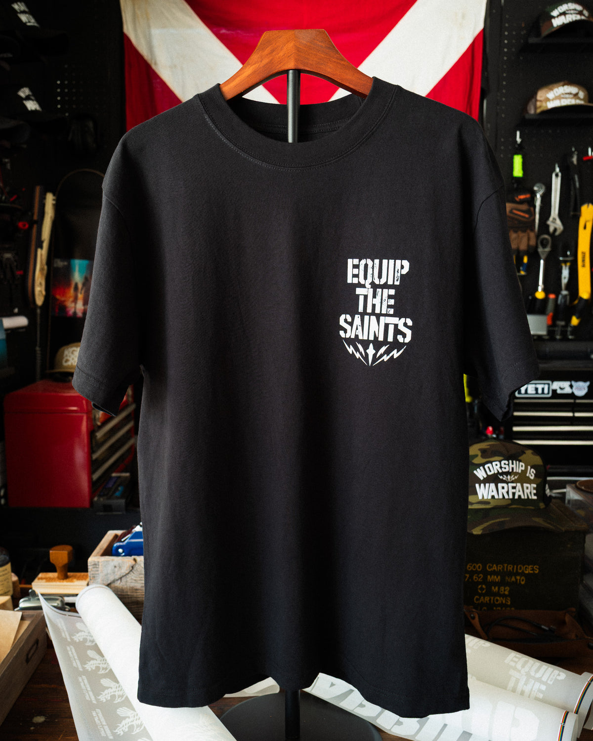 [NEW] EQUIP THE SAINTS PREMIUM OVERSIZED TEE IN RUSTIC BLACK 7.5 oz