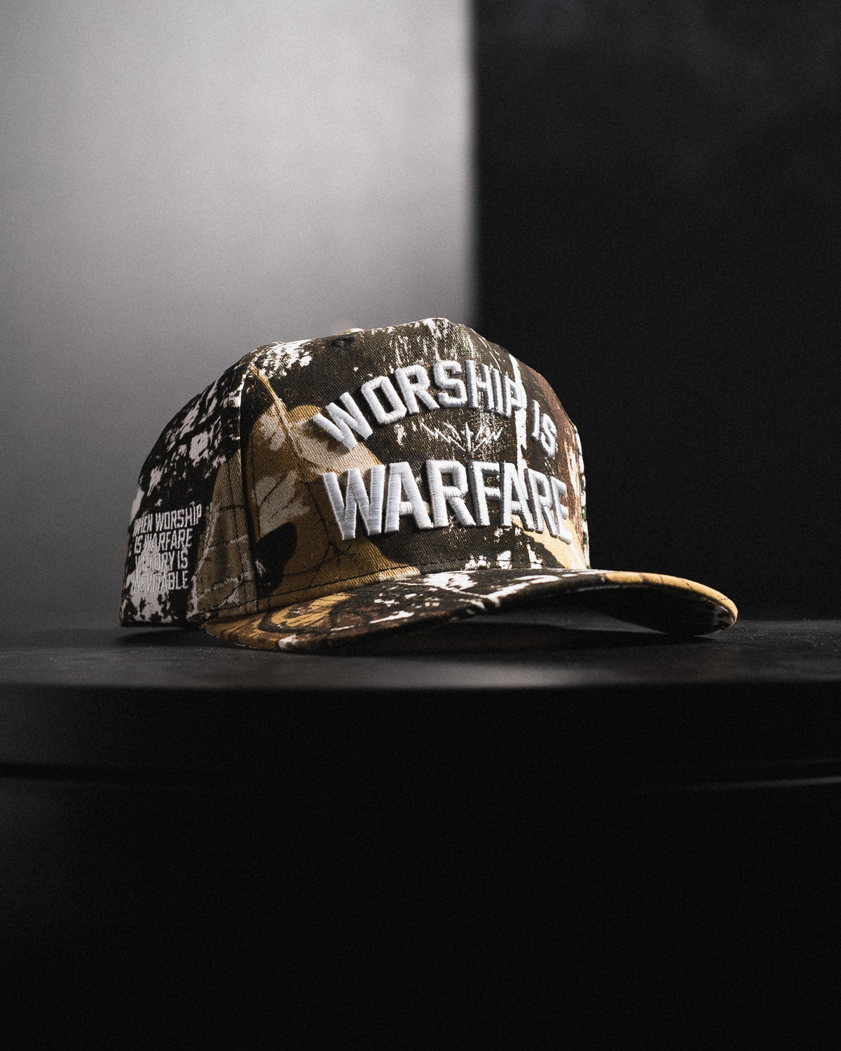 [NEW] "WORSHIP IS WARFARE" TREE CAMO HAT (LMTD DROP 001)