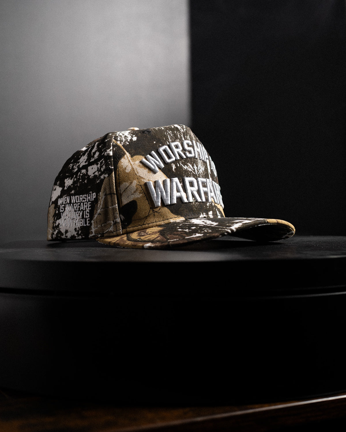 [NEW] "WORSHIP IS WARFARE" TREE CAMO HAT (LMTD DROP 001)