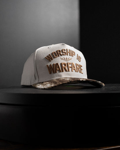[NEW] "WORSHIP IS WARFARE" CREME/ TREE CAMO HAT (LMTD DROP 001)
