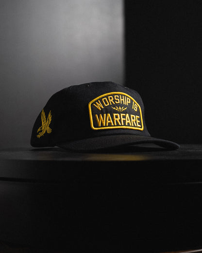 [NEW] "WORSHIP IS WARFARE" VETERANS UNSTRUCTURED MID CROWN WOOL HAT (LMTD DROP 001)