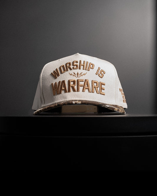 [NEW] "WORSHIP IS WARFARE" CREME/ TREE CAMO HAT (LMTD DROP 001)