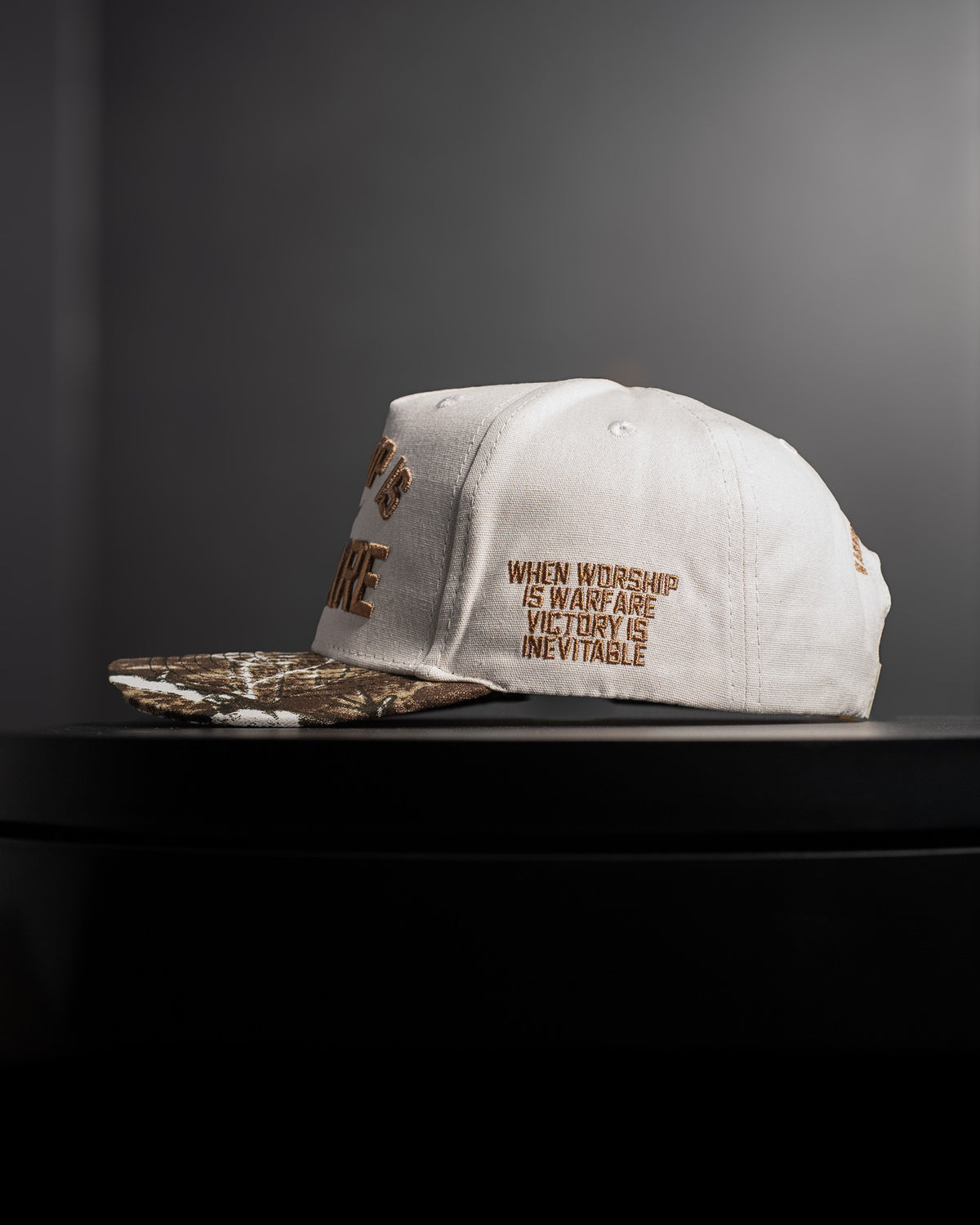[NEW] "WORSHIP IS WARFARE" CREME/ TREE CAMO HAT (LMTD DROP 001)