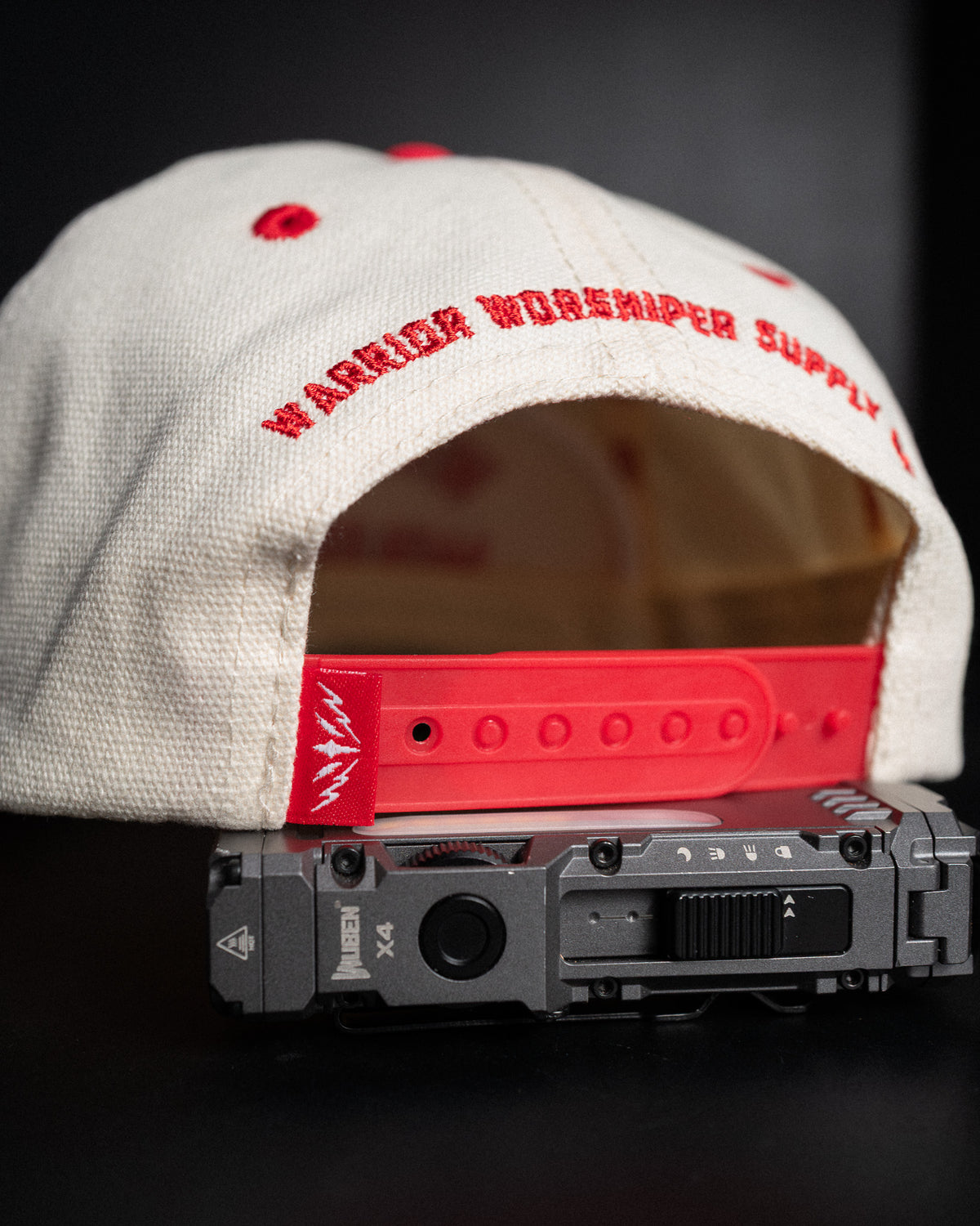 [NEW] "WORSHIP IS WARFARE" CREME/ RED UNSTRUCTURED MID CROWN HAT (LMTD DROP 001)