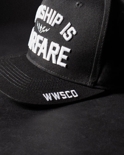 [NEW] FLAGSHIP "WORSHIP IS WARFARE" SNAPBACK HAT IN BLACK (LMTD DROP 001)
