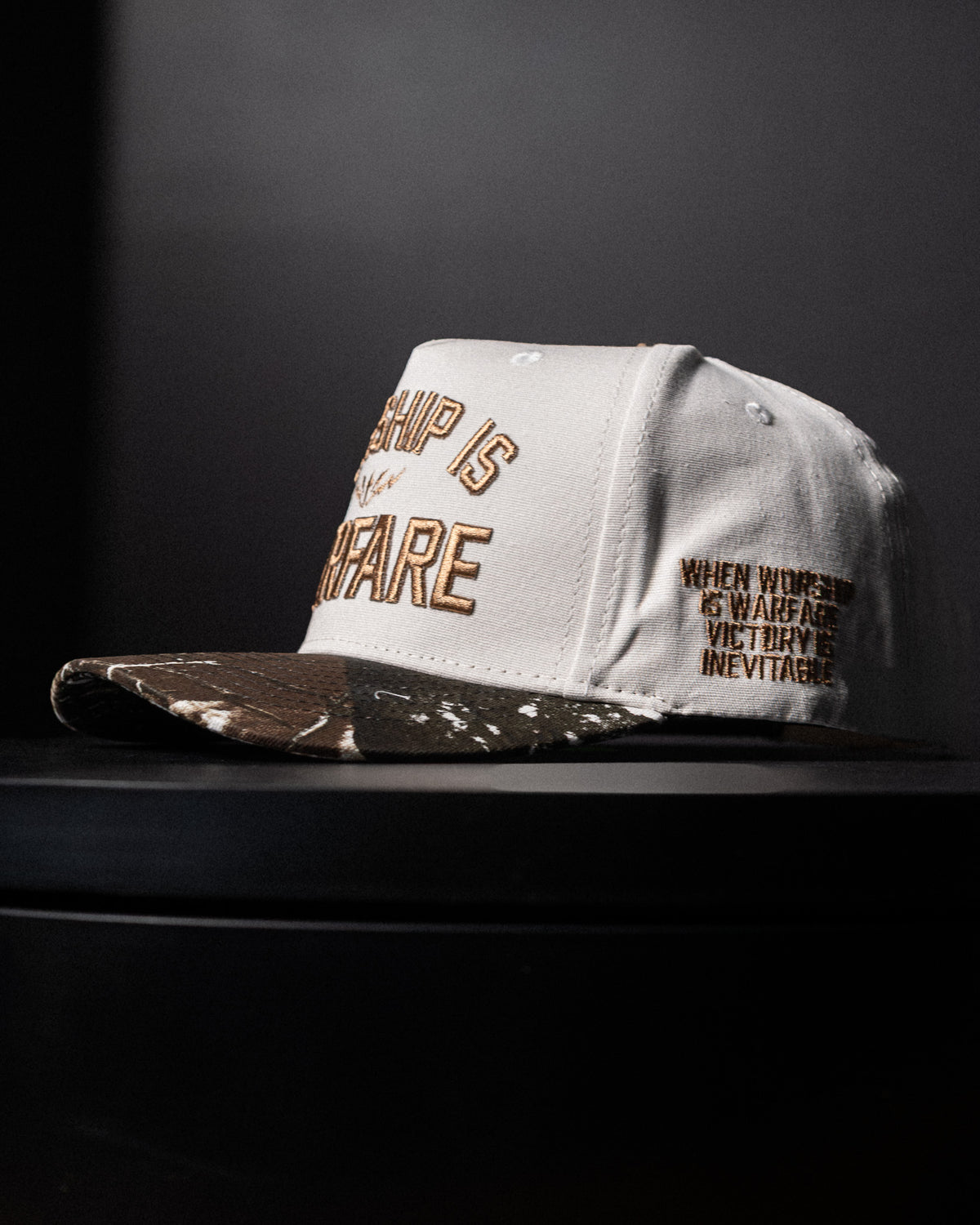 [NEW] "WORSHIP IS WARFARE" CREME/ TREE CAMO HAT (LMTD DROP 001)