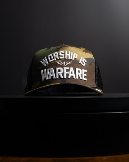 [NEW] "WORSHIP IS WARFARE" V3 WOODLAND CAMO SNAPBACK (LMTD DROP 002)