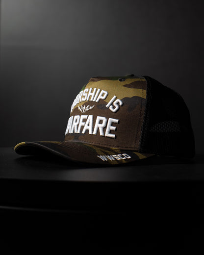 [NEW] "WORSHIP IS WARFARE" V3 WOODLAND CAMO SNAPBACK (LMTD DROP 002)