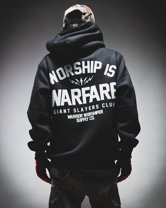 WORSHIP IS WARFARE V3 "PREMIUM" FLAGSHIP HOODIE IN BLACK
