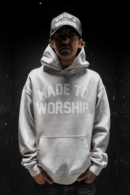 MADE TO WORSHIP "PREMIUM ULTRA SOFT" RELAX HOODIE IN FADED BONE